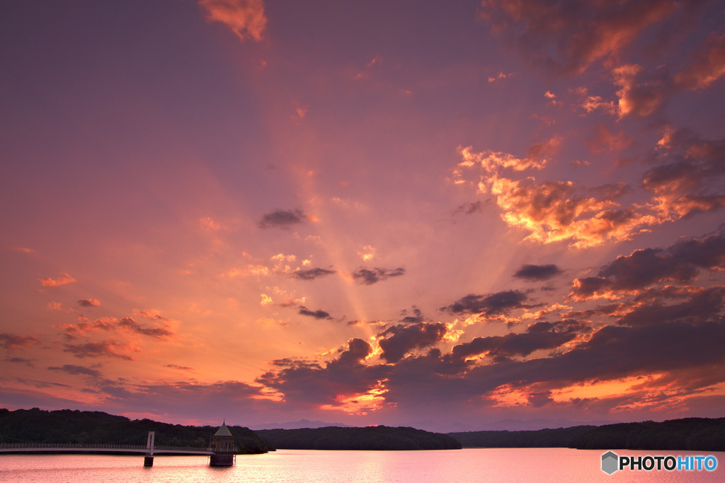 狭山湖、夕焼け