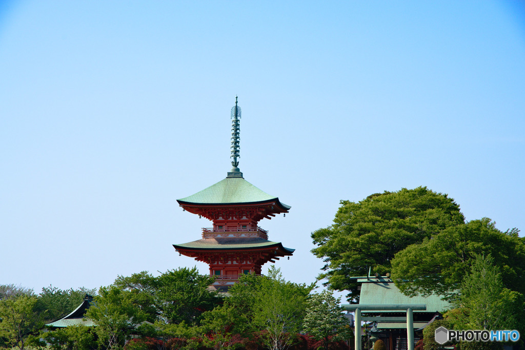 鳥居と三重塔