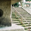 石灯篭の満月と三日月 