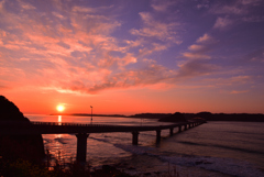 夕焼け 角島大橋 2