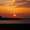港の夕日