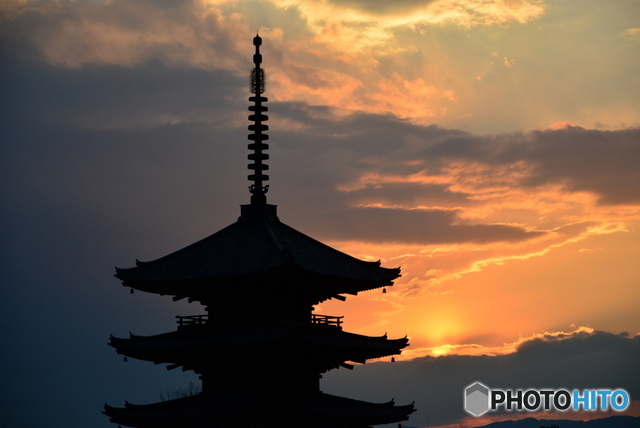 八坂の塔　夕日