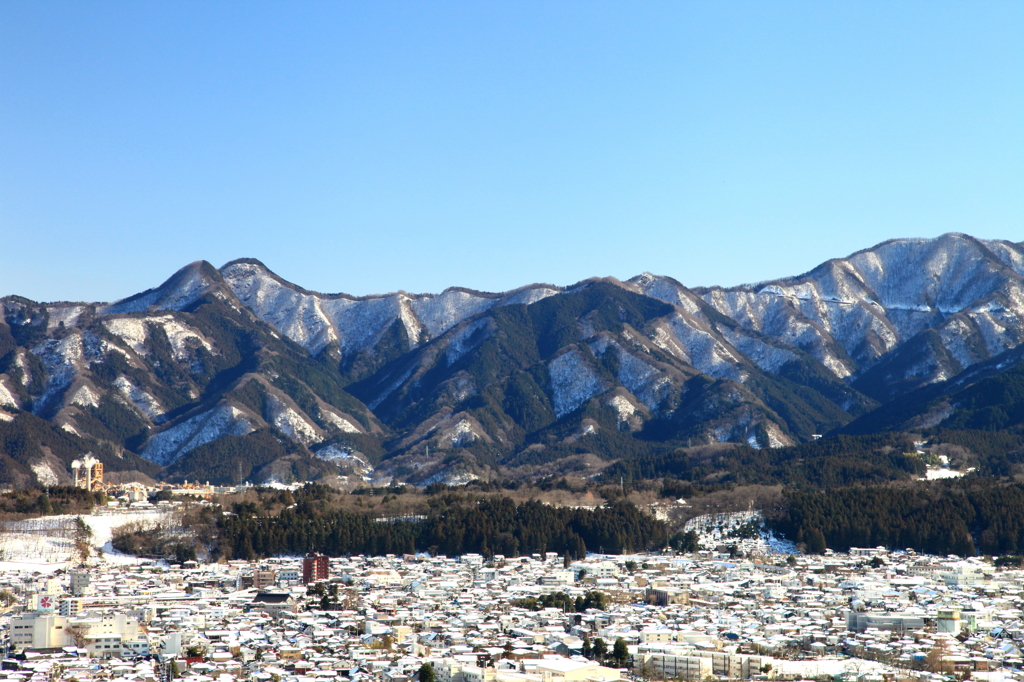 盆地の雪景色