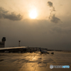 The sunset at the airport