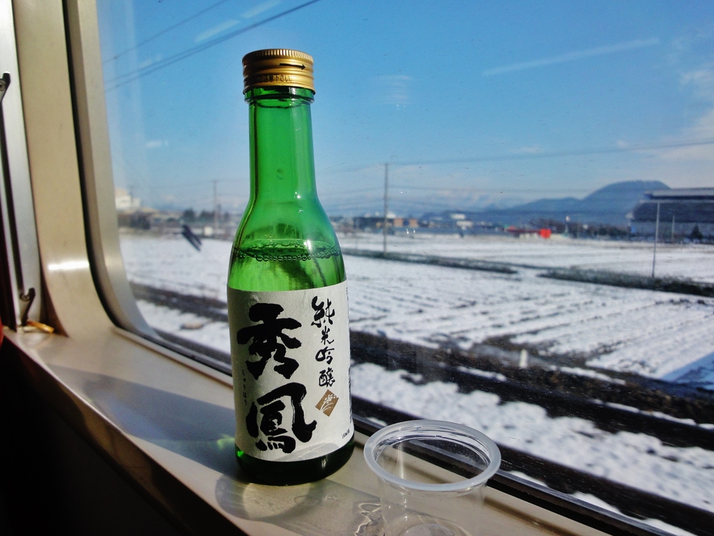 第千二百四十一作　　「雪降らば　雪見て酒を　旅の汽車」　山形県楯山　