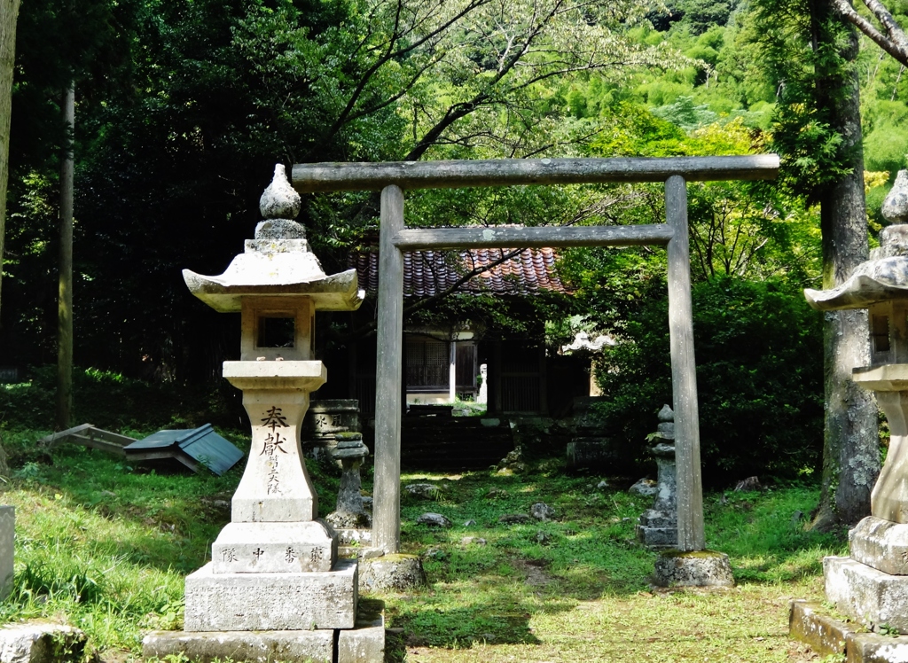 第千八百八十七作　　「法師ぜみ　鳴きつのる　荒れたお社の角」　島根県大田