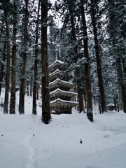第四千二百十作　「雪深く　五重塔へ　独り仰げば」　山形県鶴岡
