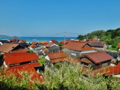 第六百七十九作　　「ふるさとの　甍の色や　春の海」　島根県温泉津　