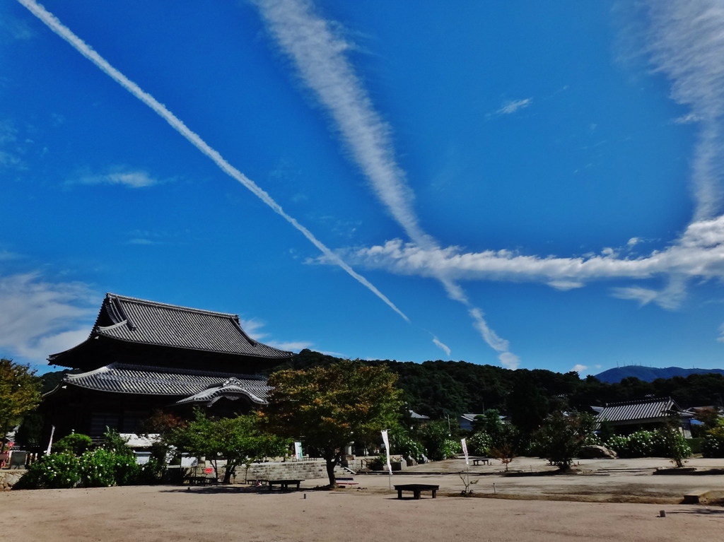 第二千二百九十八作　「晴れきつて　飛行機雲の　躊躇はず」　山口県防府