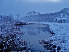 第千二百五十九作　　「水音たしかに　探しあてる　雪降りしきる」　青森県上北