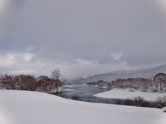 第二千七百七十二作　「千曲たうたうと　雪ふりしきる」　長野県飯山