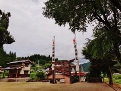 第千八百六十作　　「法師蝉　祭りの幟に　盆入りとなり」　岐阜県白鳥