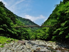 第千百十一作　　「つり橋のよろしさは　たにがわのよろしさ」　神奈川県清川