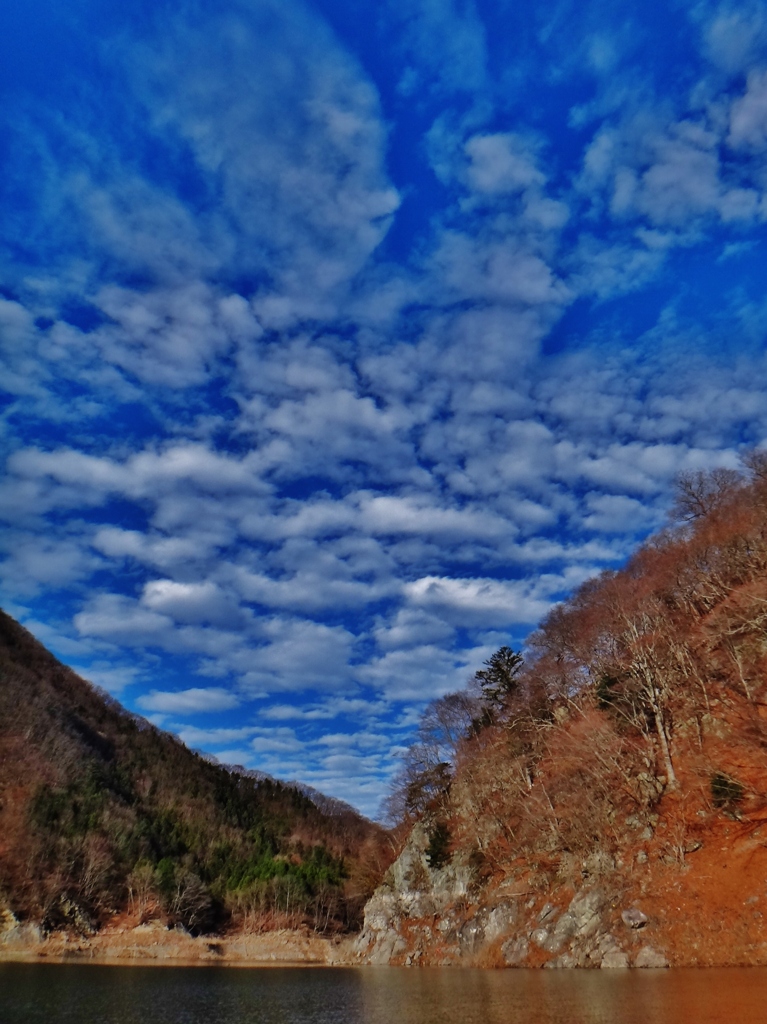 第二千六百八十九作　「山はすつかり　枯れてさつぱり　うろこ雲」　栃木県湯西川