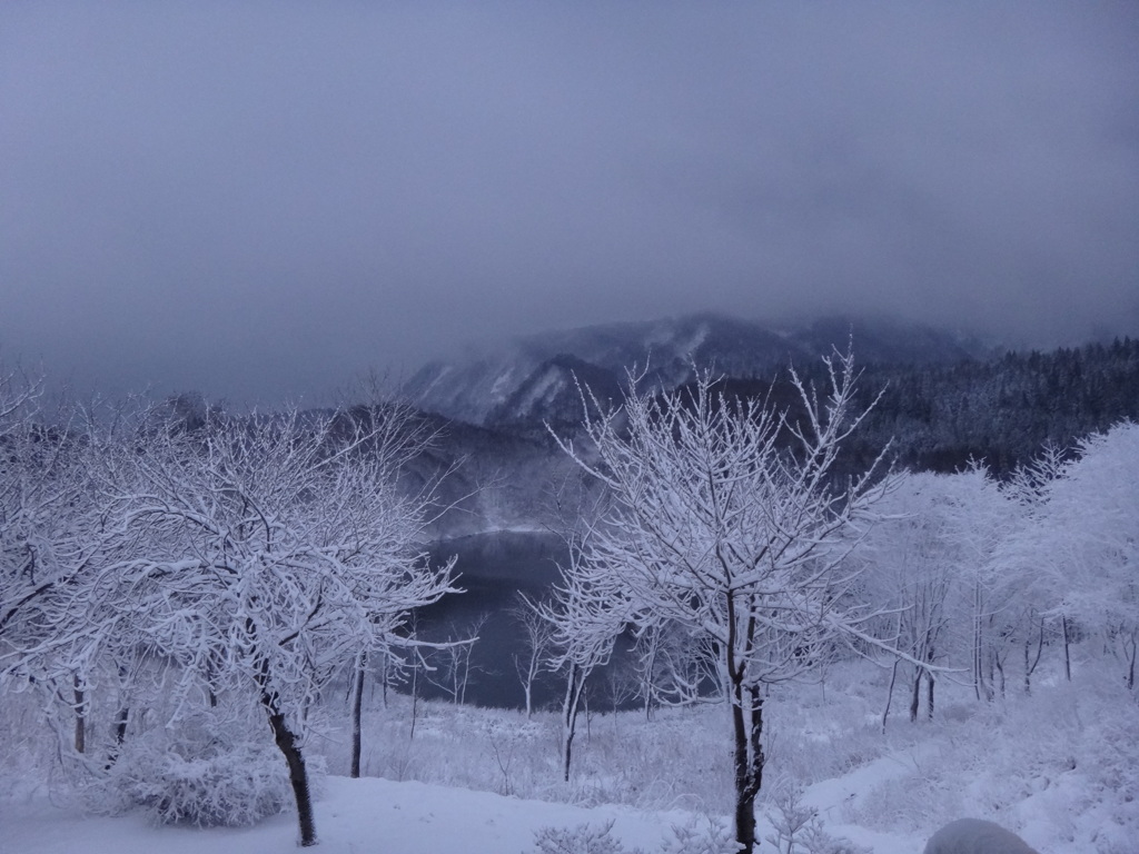 第九百五十九作　　「しつとり　落ち着いた雪の　熱燗傾けつつ」　秋田県木地山