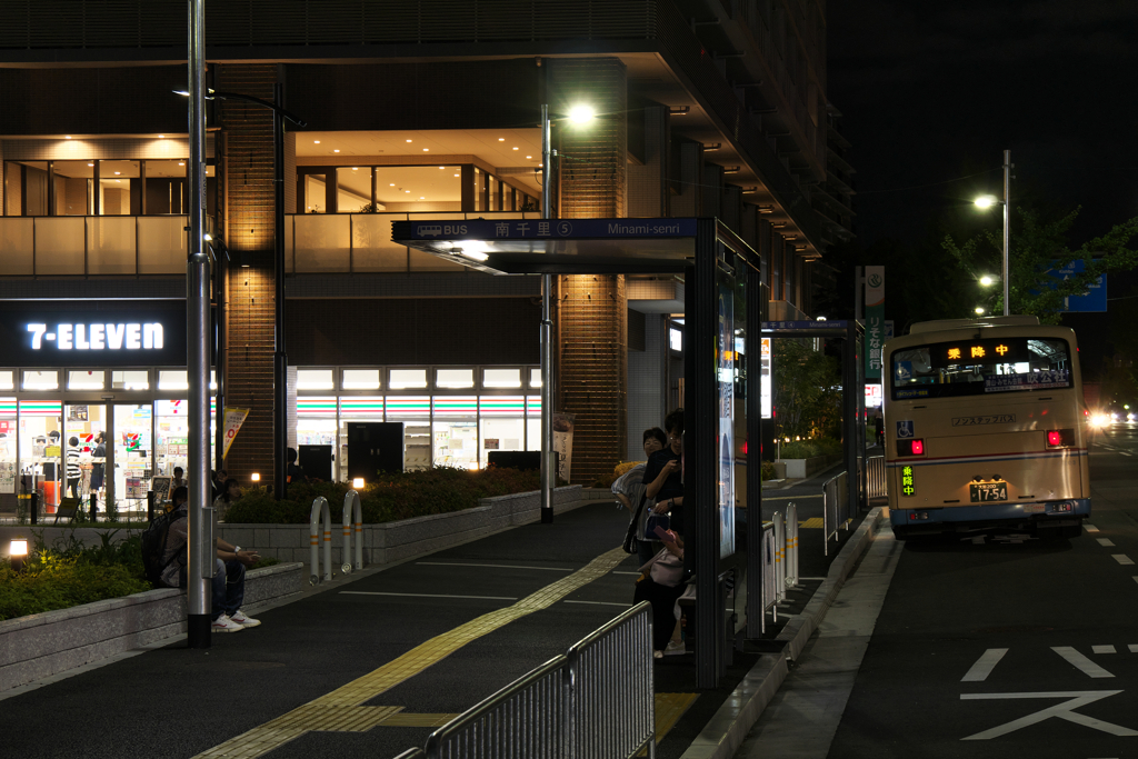 Bus stop in the night