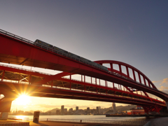 神戸大橋の夕日