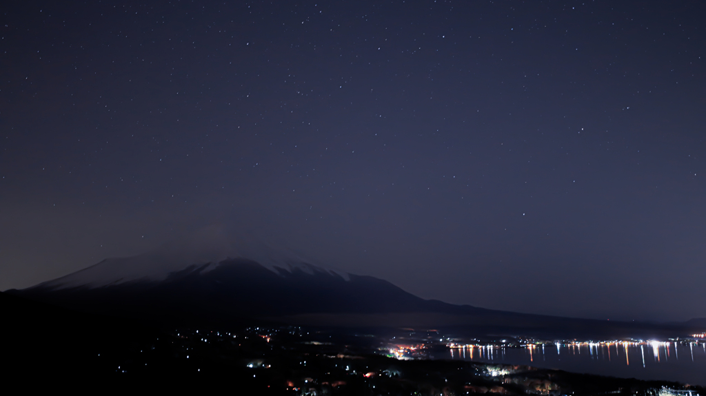 富士と星と山中湖