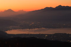 【フォトログ】高ボッチから夜明け前の諏訪湖・富士山を観る