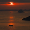 夕日を浴びて