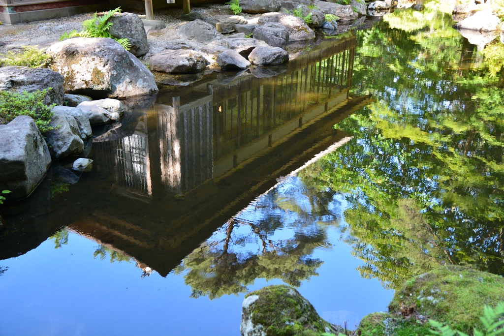 深緑の庭園　水鏡