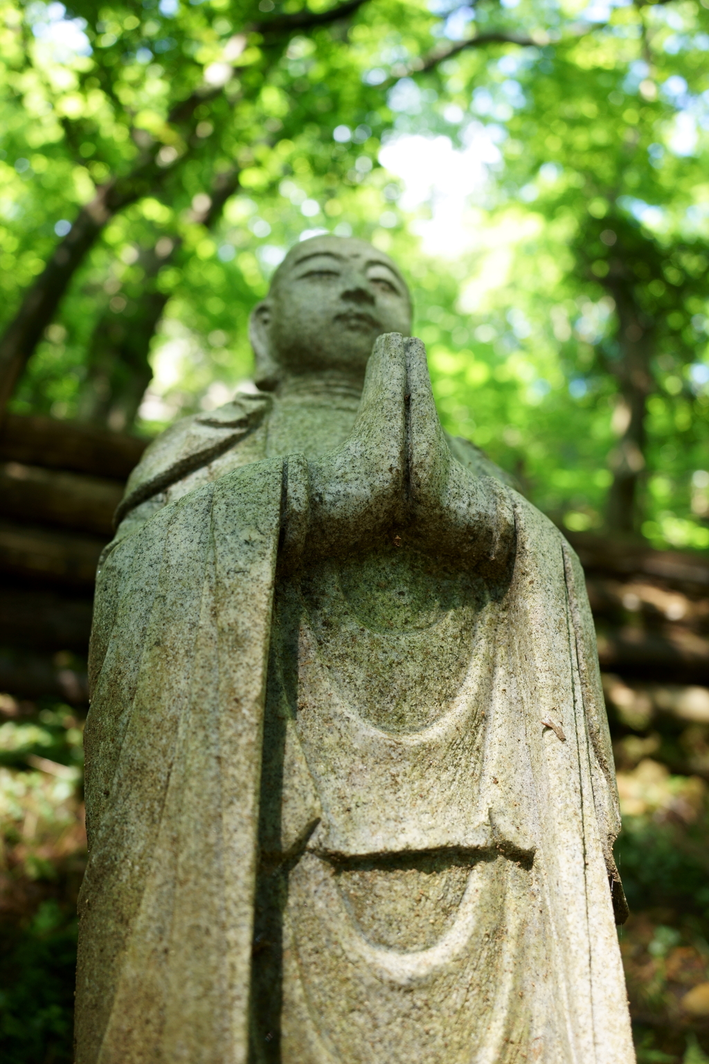 お地蔵様を仰ぎ見る