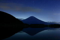 逆さ富士と星空