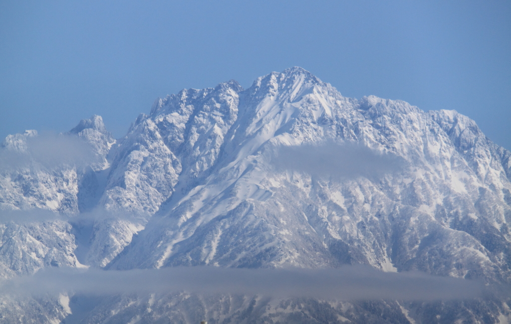 雪も止み束の間の晴天日の剱岳