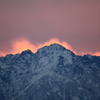 今朝の立山連峰　剱岳　日の出が始まる瞬間