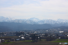 春分の日　観覧車より眺める立山連峰