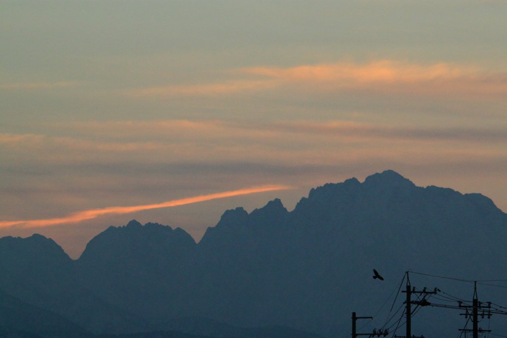 ２９日の日の出前・・立山連峰