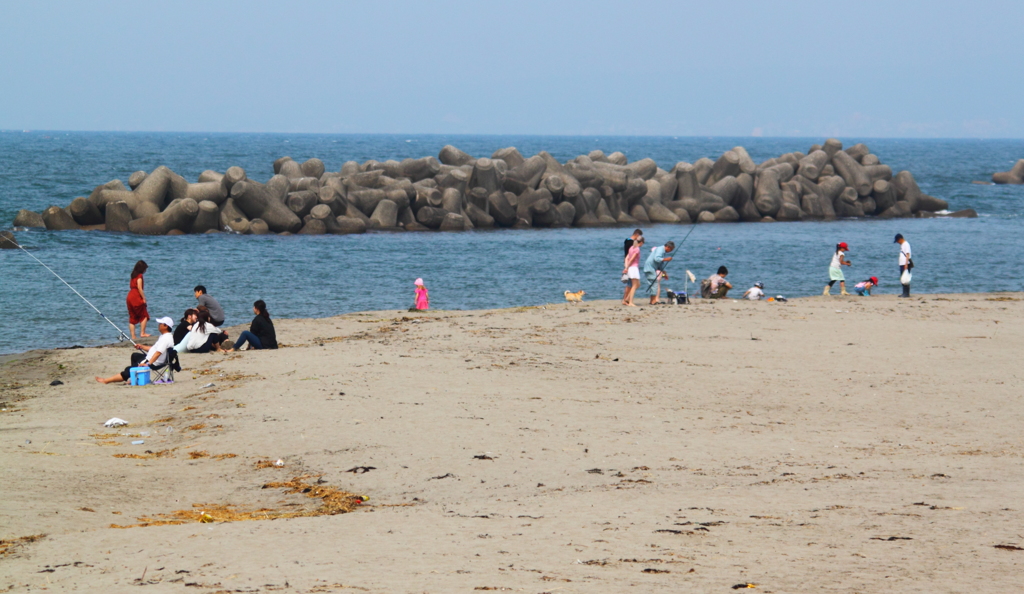潮風が心地良い休日の浜辺模様