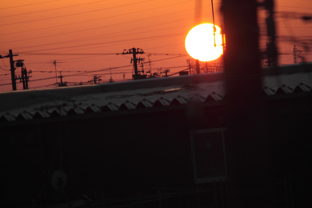 初めて撮った沈む夕陽