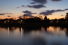 万代池の夕景