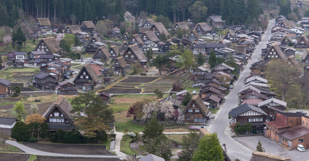 5月、早朝の白川郷