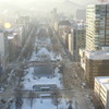 札幌大通り公園（雪まつり準備中）