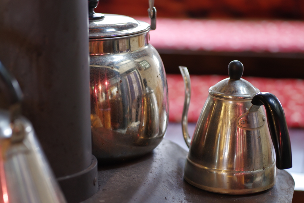 カフェの薪ストーブ