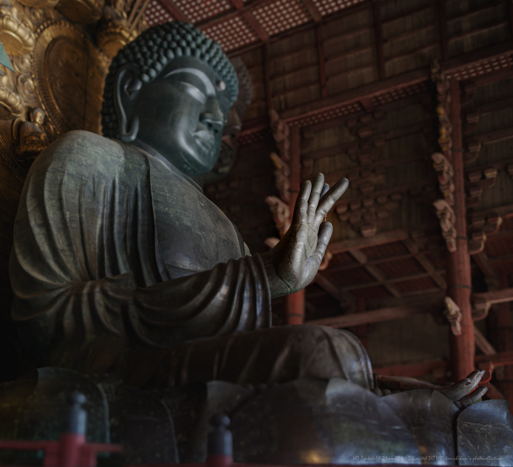 「施無畏印（せむいいん）」の右手と「与願印（よがんいん）」の左手