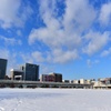 横浜みなとみらい地区の空き地 雪景色