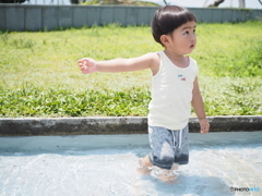 水遊び。