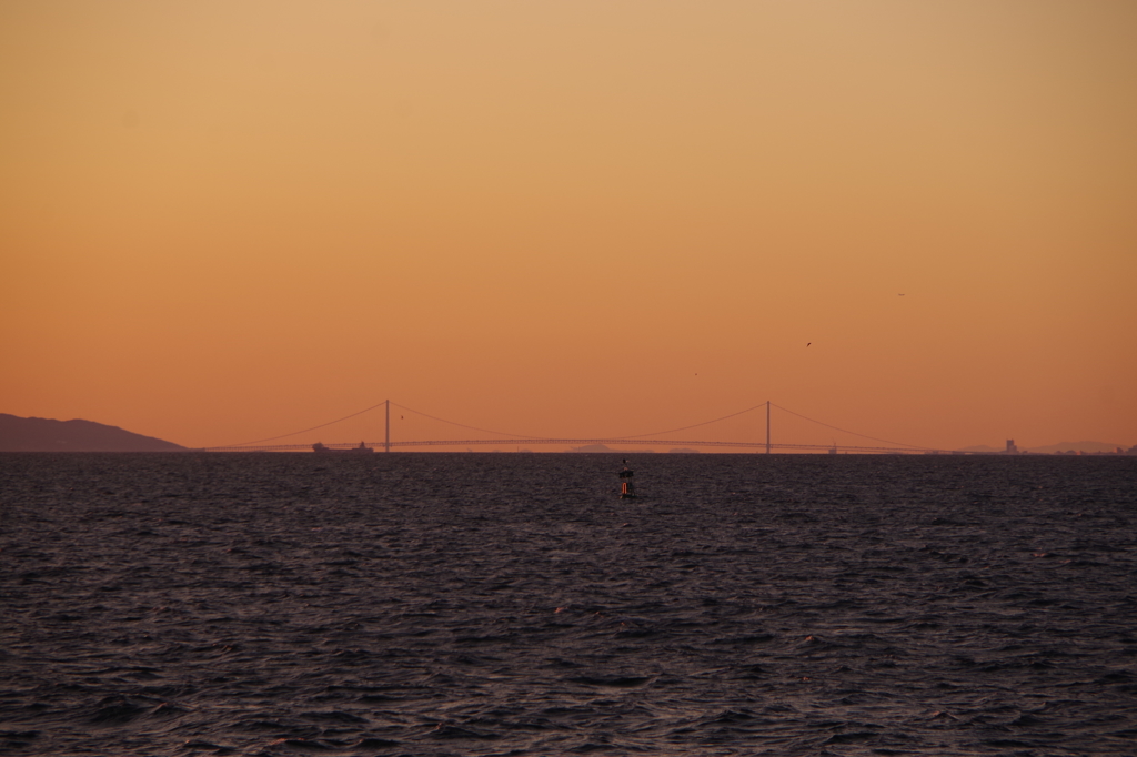 大阪貝塚からの明石海峡大橋