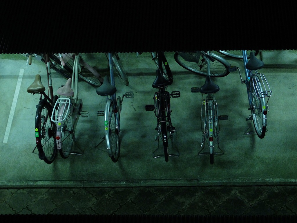 Night in a bicycle parking