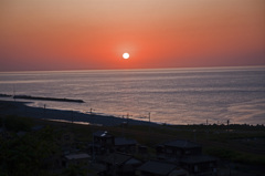 北陸本線の夕日