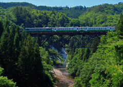 新緑の滝谷川橋梁