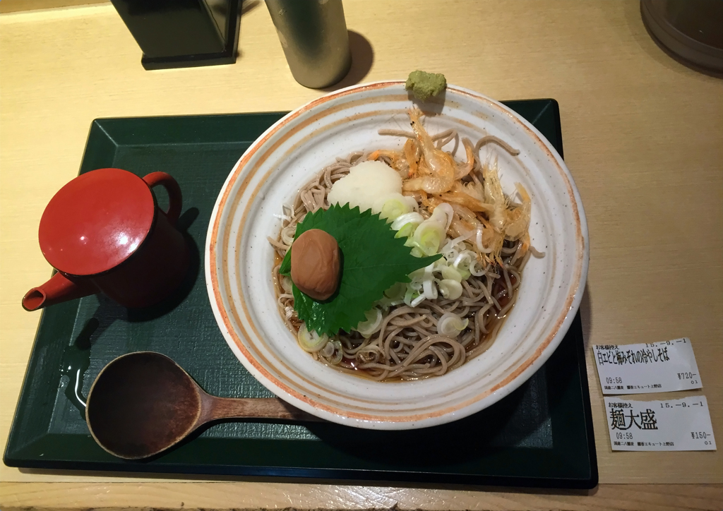 上野駅エキュート喬香 白エビと梅みぞれの冷やしそば 大盛り