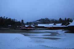 世界遺産 厳島神社 雪景色
