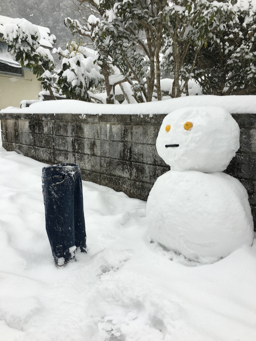 子供と雪だるま