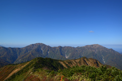 荒沢岳山頂から越後三山