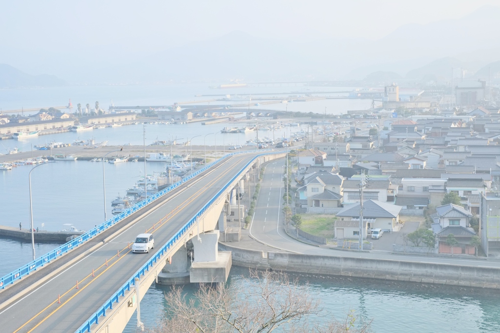 展望からのやさしい光と青い橋