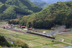 新緑の篠目駅俯瞰